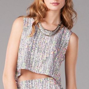 JUN&IVY Neon Splatter Lightweight Crop Top Button Up Back